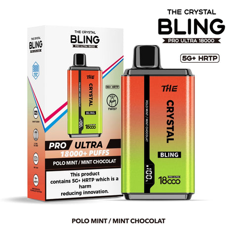 Buy cheapest online The Crystal Bling Pro Ultra 18000 Disposable Vape Box of 5 Polo Mint After Eight at lowest price in uk