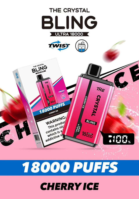 Buy cheapest online The Crystal Bling Ultra 18000 Disposable Vape Box of 10 Cherry Ice at lowest price in uk