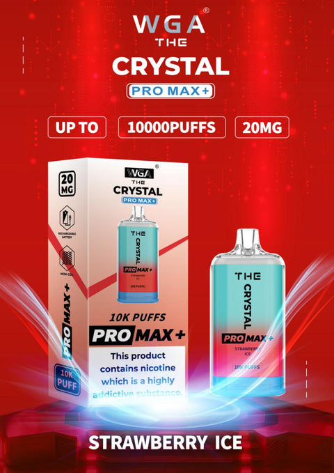 Buy cheapest online The Crystal Pro Max 10000 Puffs Disposable Vape Puff Device Strawberry Ice at lowest price in uk