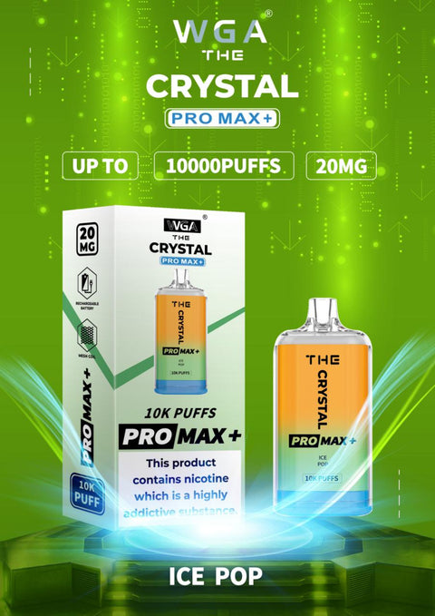 Buy cheapest online The Crystal Pro Max 10000 Puffs Disposable Vape Puff Device Ice Pop at lowest price in uk