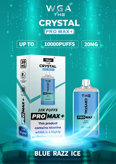 Buy cheapest online The Crystal Pro Max 10000 Puffs Disposable Vape Puff Device Blue Razz Ice at lowest price in uk