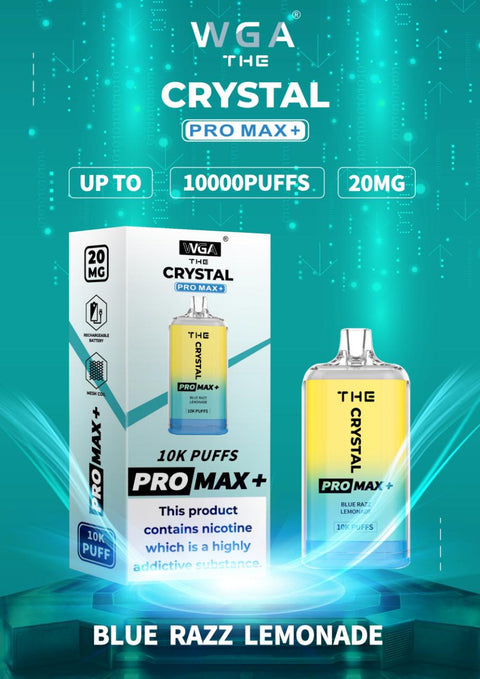 Buy cheapest online The Crystal Pro Max 10000 Puffs Disposable Vape Puff Device Blue Razz Lemonade at lowest price in uk