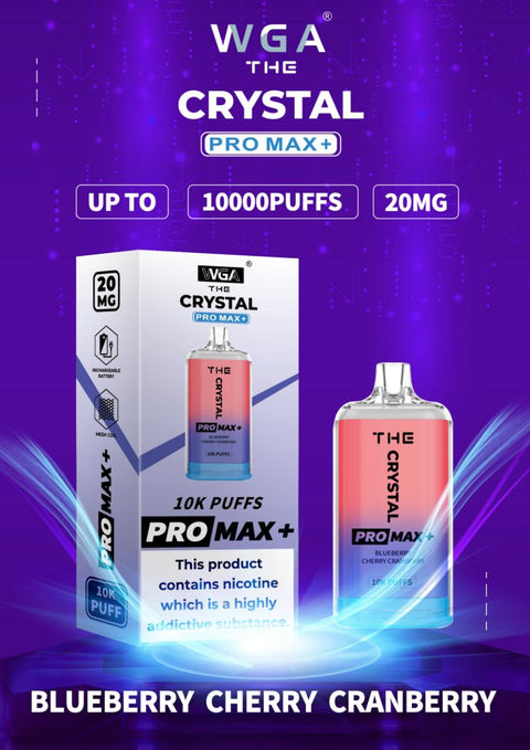 Buy cheapest online The Crystal Pro Max 10000 Puffs Disposable Vape Puff Device Blueberry Cherry Cranberry at lowest price in uk