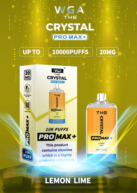 Buy cheapest online The Crystal Pro Max 10000 Puffs Disposable Vape Puff Device Lemon Lime at lowest price in uk