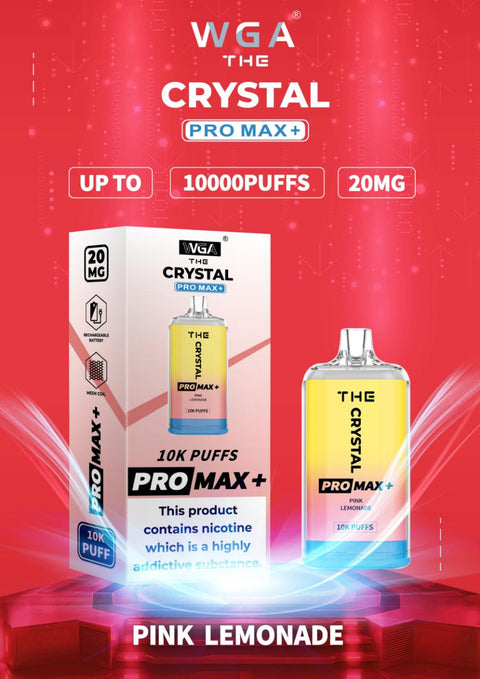 Buy cheapest online The Crystal Pro Max 10000 Puffs Disposable Vape Puff Device Pink Lemonade at lowest price in uk