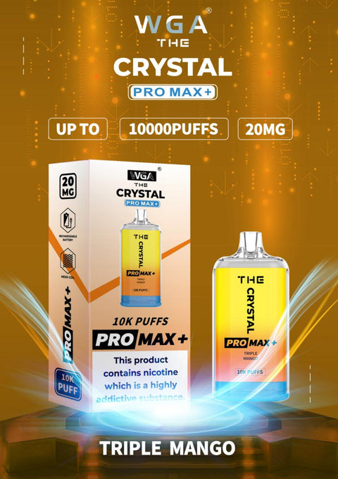 Buy cheapest online The Crystal Pro Max 10000 Puffs Disposable Vape Puff Device Triple Mango at lowest price in uk