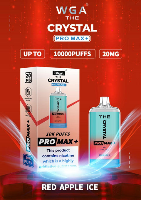 Buy cheapest online The Crystal Pro Max 10000 Puffs Disposable Vape Puff Device Red Apple Ice at lowest price in uk