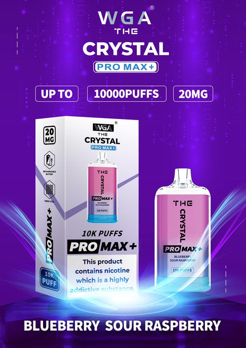 Buy cheapest online The Crystal Pro Max 10000 Puffs Disposable Vape Puff Device Blueberry Sour Raspberry at lowest price in uk