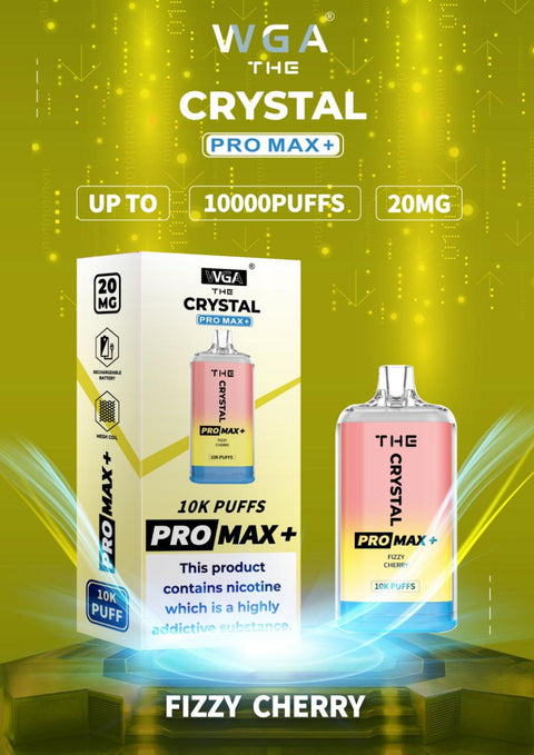 Buy cheapest online The Crystal Pro Max 10000 Puffs Disposable Vape Puff Device Fizzy Cherry at lowest price in uk