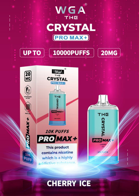 Buy cheapest online The Crystal Pro Max 10000 Puffs Disposable Vape Puff Device Cherry Ice at lowest price in uk