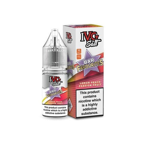 Buy cheapest online IVG Salt Bar Favourite 10ml E Liquids Nic Salts- Pack Of 10 Lemon Peach Passion at lowest price in uk