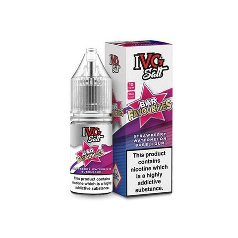 Buy cheapest online IVG Salt Bar Favourite 10ml E Liquids Nic Salts- Pack Of 10 Strawberry Watermelon Bubblegum at lowest price in uk