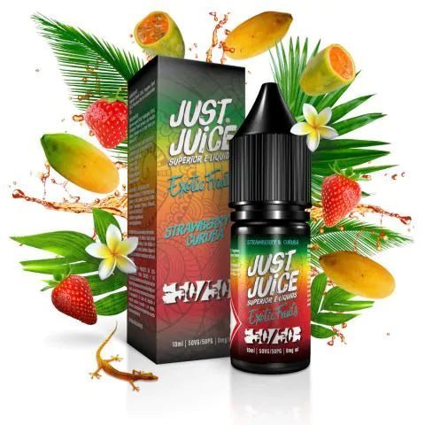 Buy cheapest online Just Juice Exotic Fruits 50/50 10ml E liquids Box of 10 3mg Strawberry Curuba at lowest price in uk