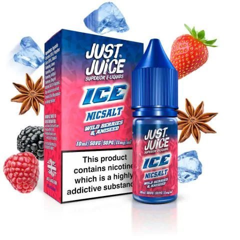 Buy cheapest online Just Juice Ice Range 10ml Nic Salt Box of 5 5mg Wild Berries & Aniseed Ice at lowest price in uk