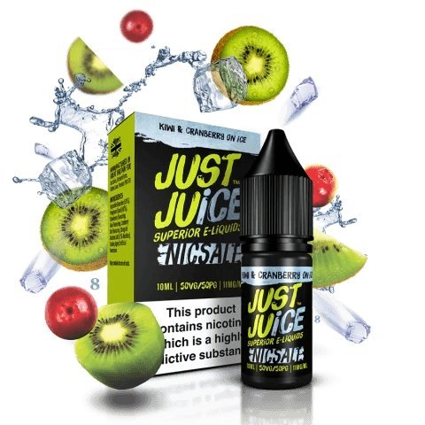 Buy cheapest online Just Juice Ice Range 10ml Nic Salt Box of 5 5mg Kiwi & Cranberry On Ice at lowest price in uk