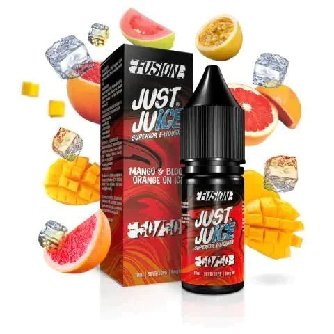 Buy cheapest online Just Juice Ice Range 50/50 10ml E liquids Box of 10 3mg Fusion Mango & Blood Orange On Ice at lowest price in uk