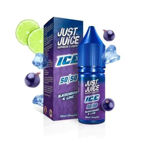 Buy cheapest online Just Juice Ice Range 50/50 10ml E liquids Box of 10 3mg Blackcurrant & Lime Ice at lowest price in uk