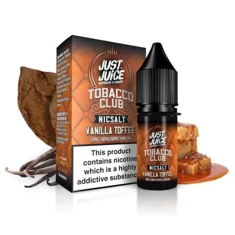 Buy cheapest online Just Juice Tobacco Club 10ml Nic Salt Box of 5 5mg Vanilla Toffee Tobacco at lowest price in uk