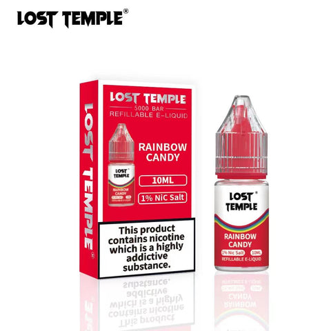 Buy cheapest online Lost Temple Nic Salts 10ml (BOX OF 10) Rainbow Candy at lowest price in uk